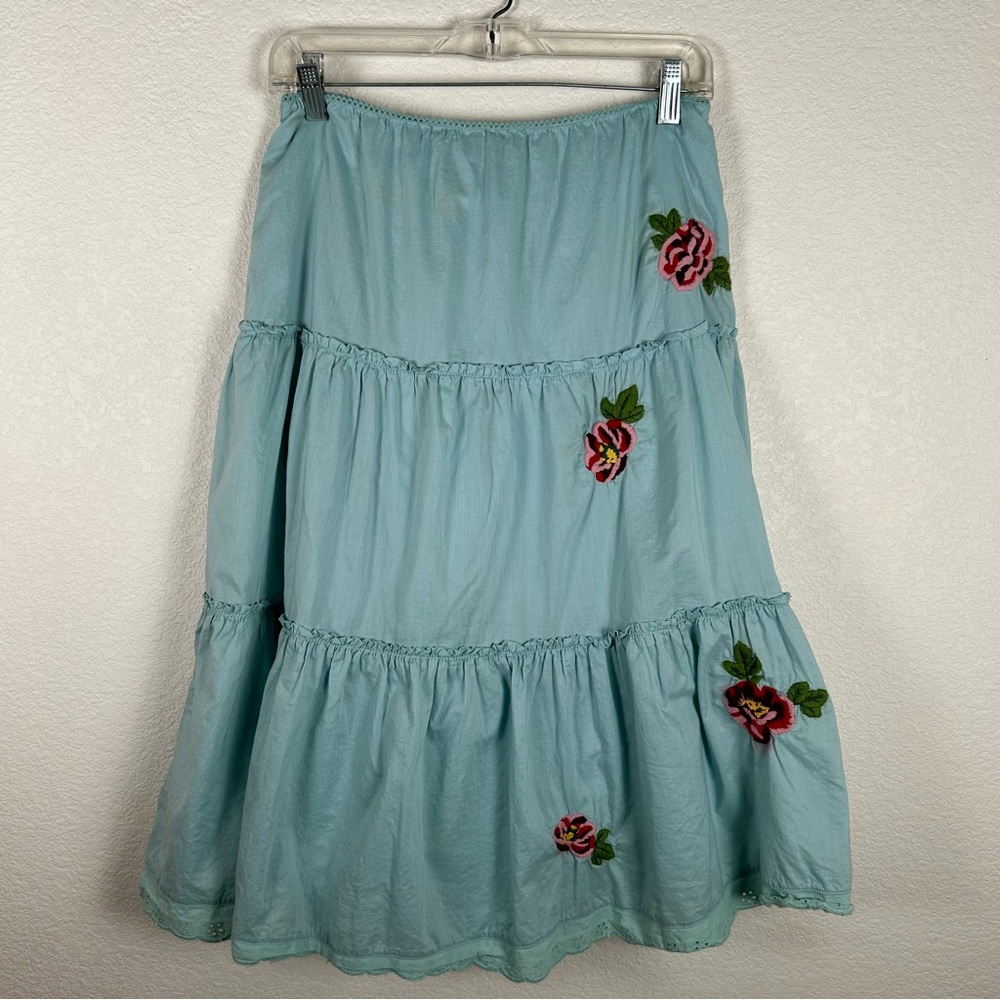 New York & Company Women’s Sz S embroidered cotton, tiered, eyelet hem skirt
